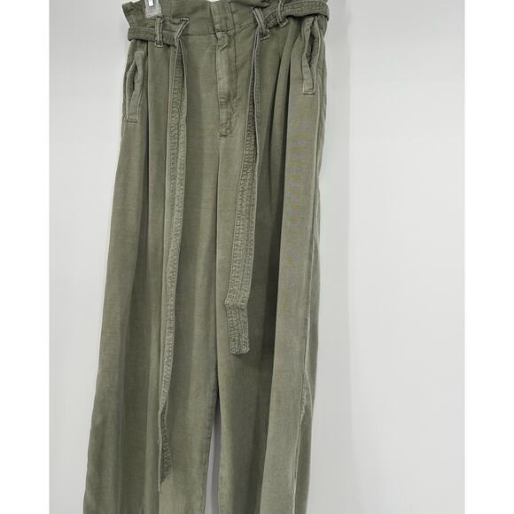 Anthropologie Blythe wide-leg cropped high-rise pants moss green - Picture 7 of 12